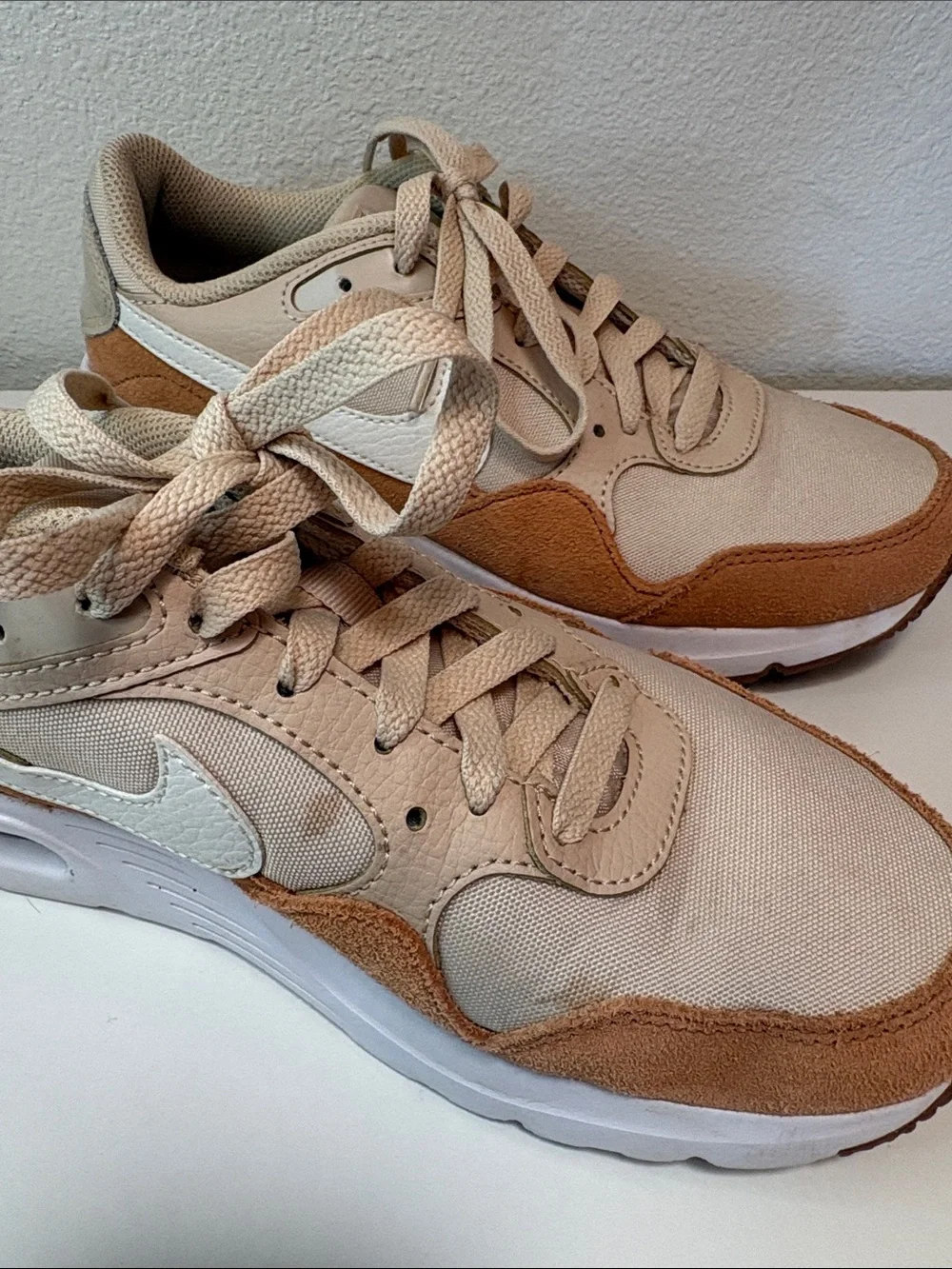 Nike Air Orange and Tan Low-Top Sneakers with White Swoosh